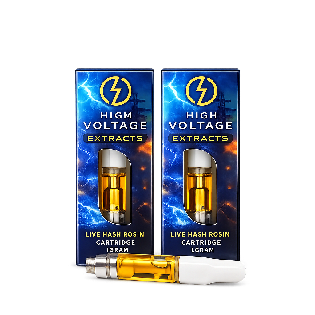 9608bd55-753d-4f89-9d7c-382825479491 HIGH VOLTAGE – DOSI CAKE – .5G LIVE HASH ROSIN CART - Image 1